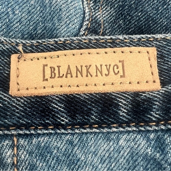 BlankNYC Blue Color Block Button Up Raw Hem Denim Jean Mini Skirt Size 25 Womens - Picture 6 of 6